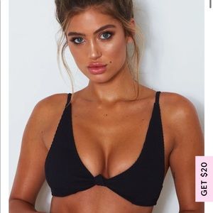 Hacienda Black Rib Bikini Top White Fox